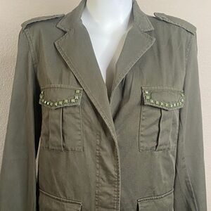 Rock & Republic 🔥army green camo lightweight cotton studded blazer M